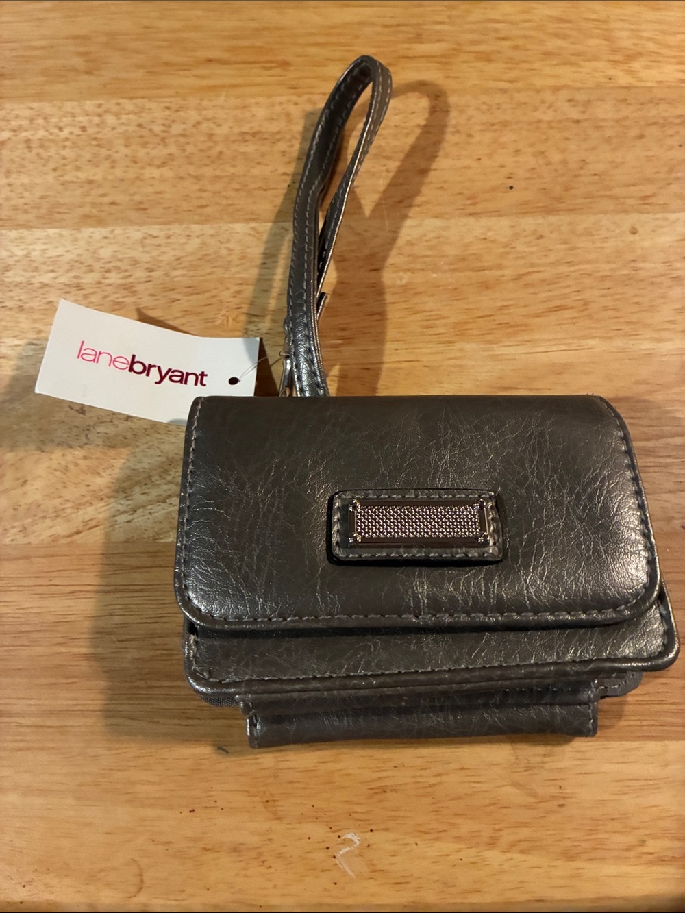 Lane Bryant Gray Leather Wristlet Clutch